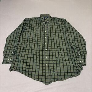 Resistol Mens Size XXL Green Black Grid Plaid Long Sleeve Button Down Western
